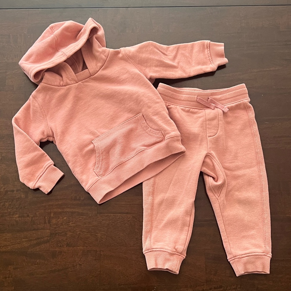 Wonder Nation Pink Kids Sweatpants and Hoodie Set